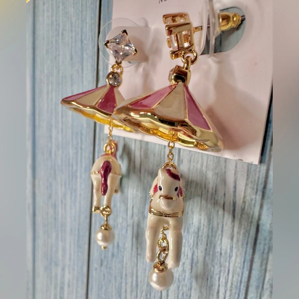 KATE SPADE Earrings Carousel Horse Rhinestone NWT $129 - collectible